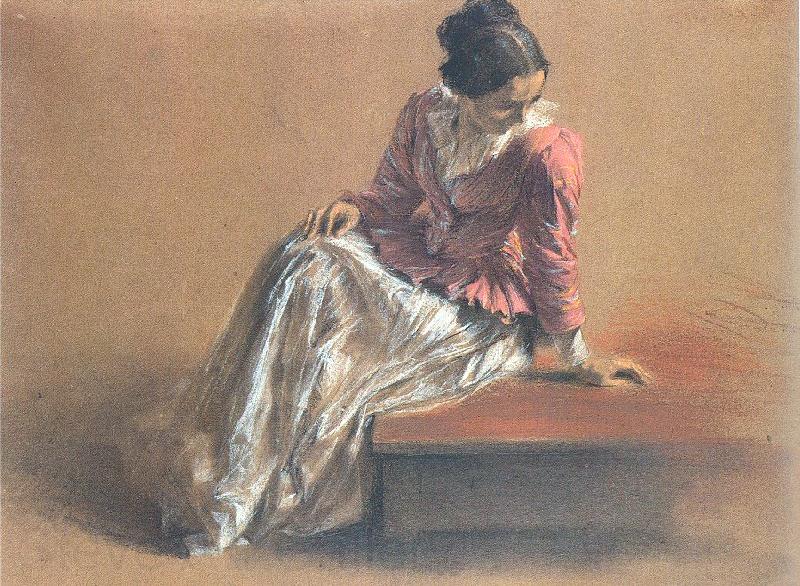 Adolph von Menzel Costume Study of a Seated Woman: The Artist's Sister Emilie